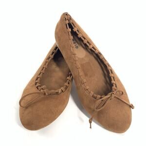 Torrid Braided Bow Toe Faux Suede Ballet Flats Size 11 Wide Womens Brown Slip On
